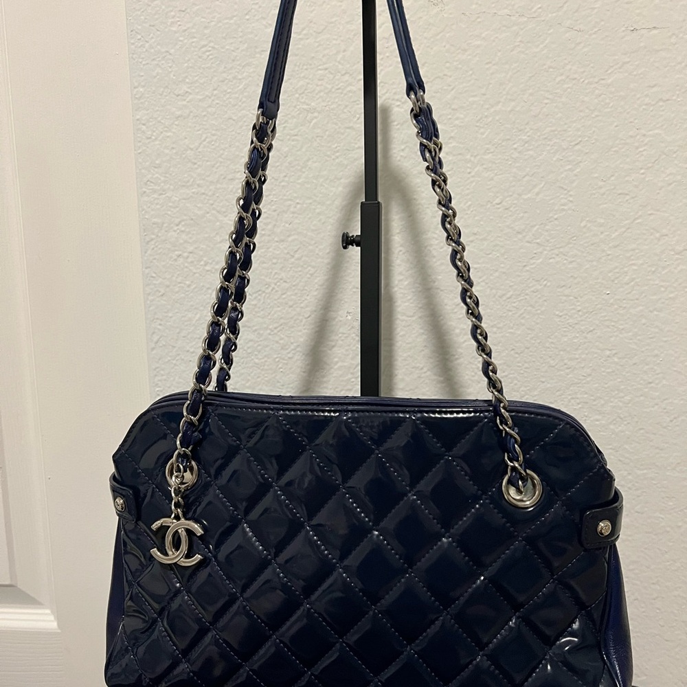 Chanel Dark Blue Quilted Shoulder Bag